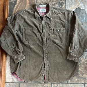 RedHead Tan Corduroy Shirt with Plaid Lining vintage